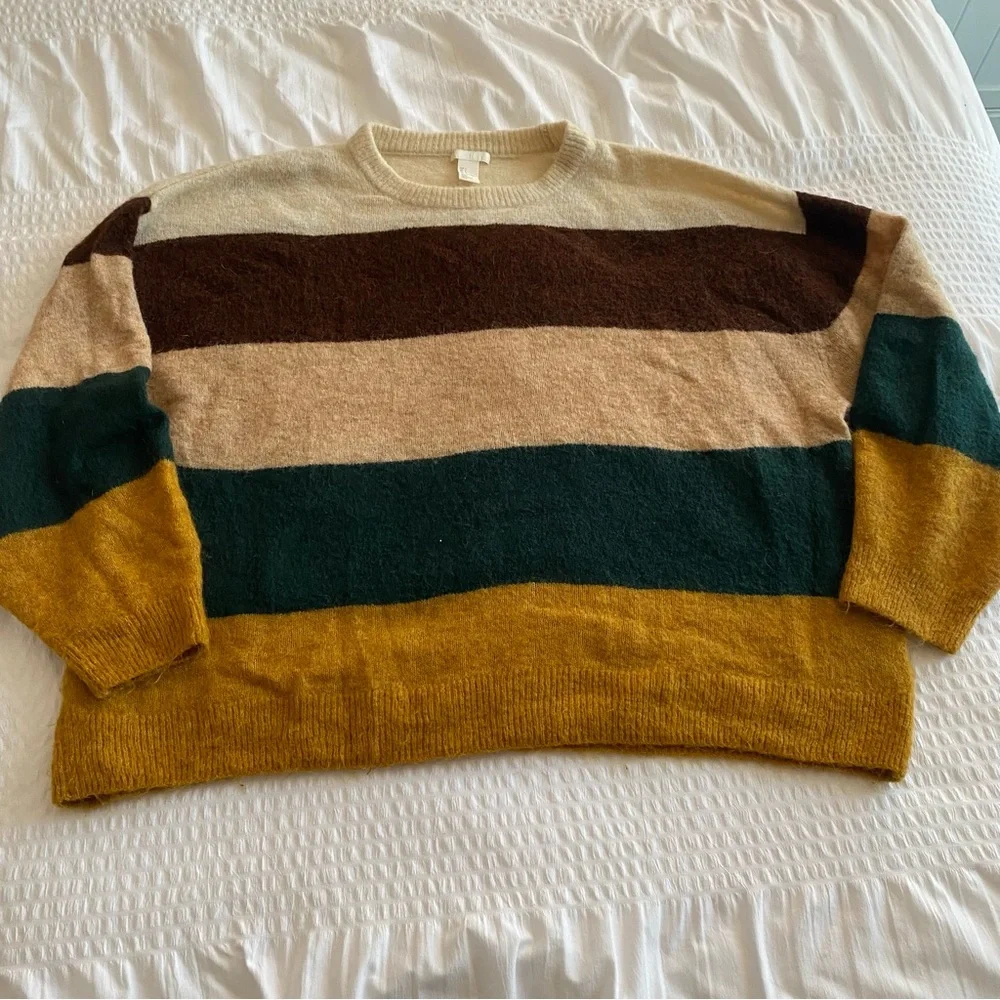 H&M oversized color block knit Crewneck sweater size large - Picture 3 of 10